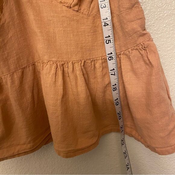 Old Navy Flutter Sleeve Crochet Lace low Tie-Back blouse Top peachy pink M - Picture 7 of 11